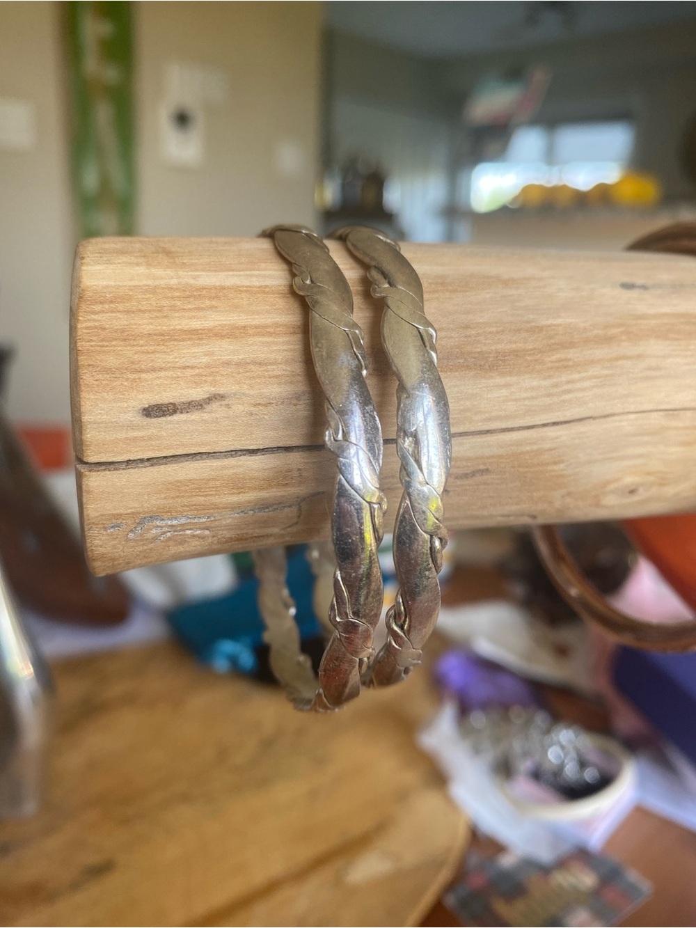 Pair of Vintage Taxco Mexican Sterling Silver Bangles